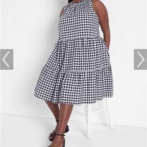Lane Bryant Black and White Gingham Midi Dress EUC